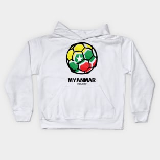 Myanmar Football Country Flag Kids Hoodie